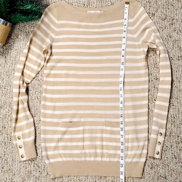 Womens LOFT xs soft tan and white sweater - Picture 15 of 16